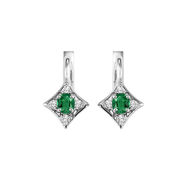 14k white gold color ensembles prong emerald earrings 1/1(2 ct. tw.)