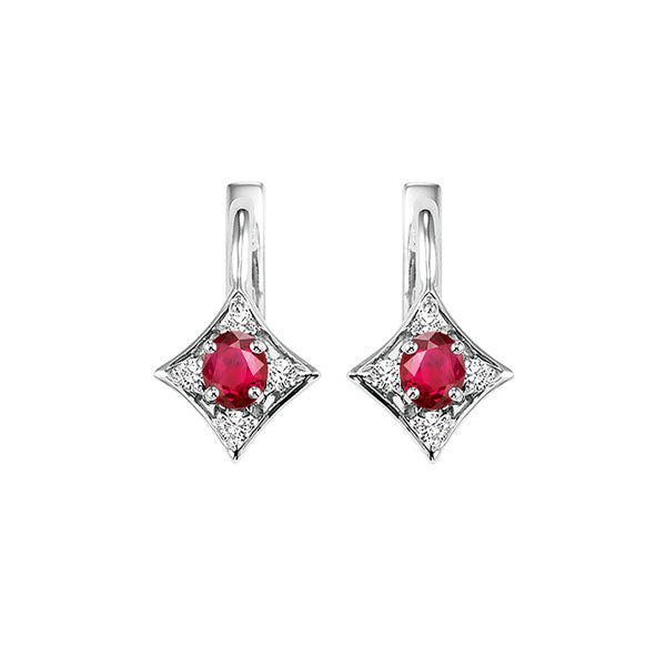 14k white gold color ensembles prong ruby earrings 1/1(2 ct. tw.)