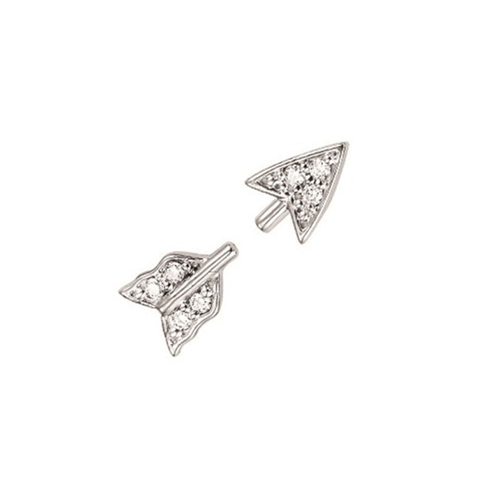 diamond cupid's bow earrings in sterling silver