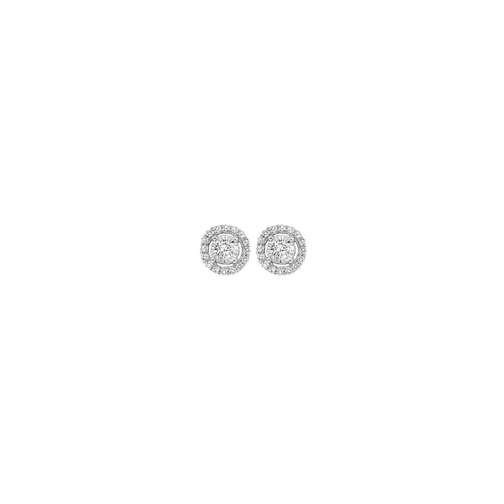 diamond solitaire starburst stud earrings in 14k white gold (1/10ctw)