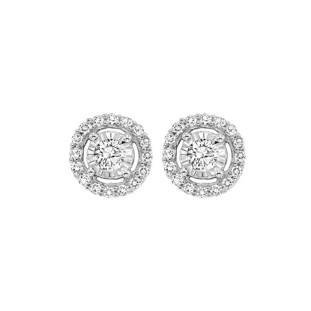 diamond solitaire starburst stud earrings in 14k white gold (1ctw)