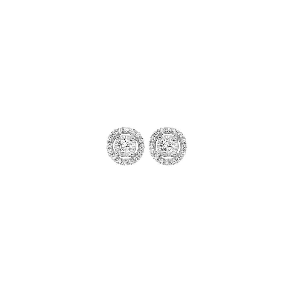 diamond solitaire starburst stud earrings in 14k white gold (1/4ctw)