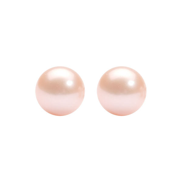 orange freshwater pearl stud earrings in sterling silver (10.5mm)