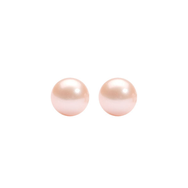 orange freshwater pearl stud earrings in sterling silver (6mm)