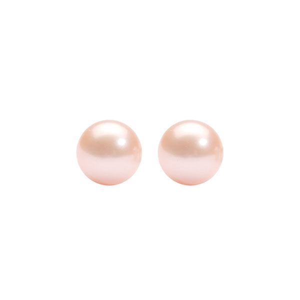 orange freshwater pearl stud earrings in sterling silver (7mm)