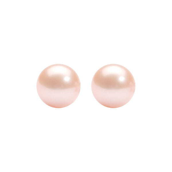 orange freshwater pearl stud earrings in sterling silver (9.5mm)