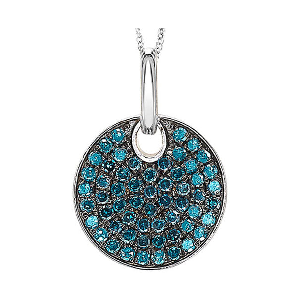 fancy blue diamond medallion disc pendant in sterling silver (1/2 ctw)