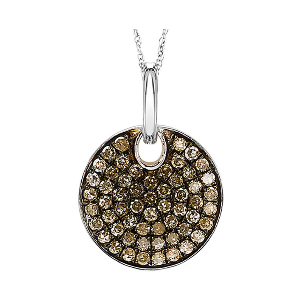 brown diamond medallion disc pendant in sterling silver (1/2 ctw)