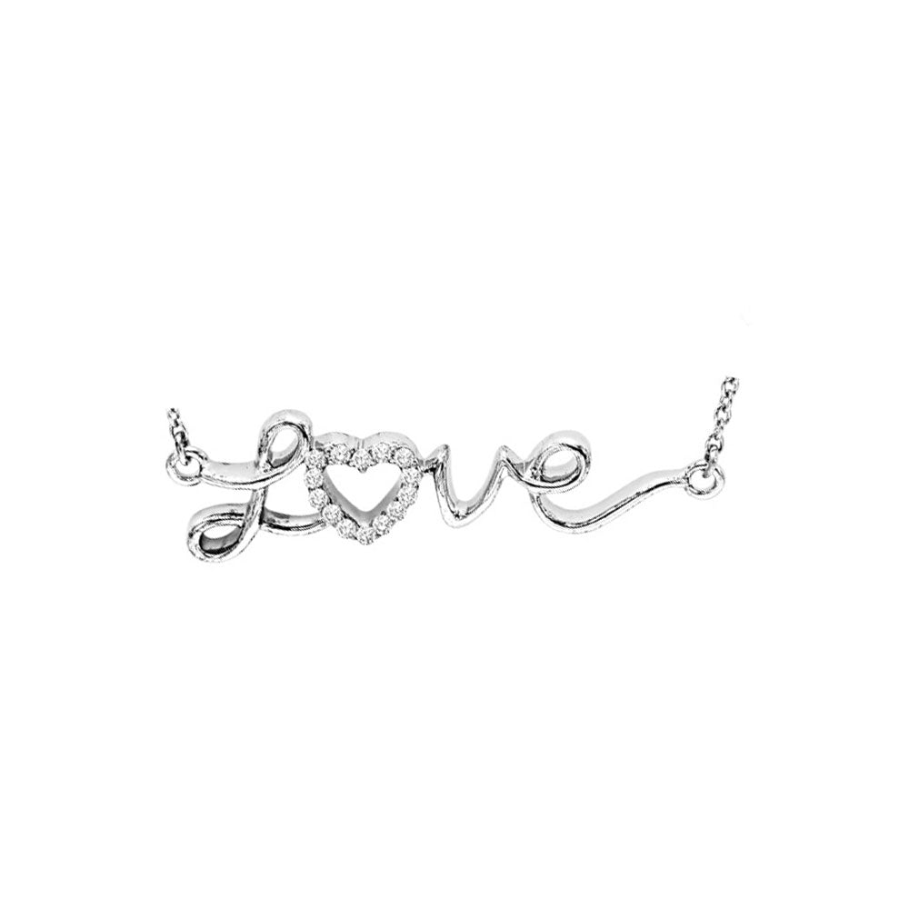 brown diamond cursive love heart pendant in sterling silver