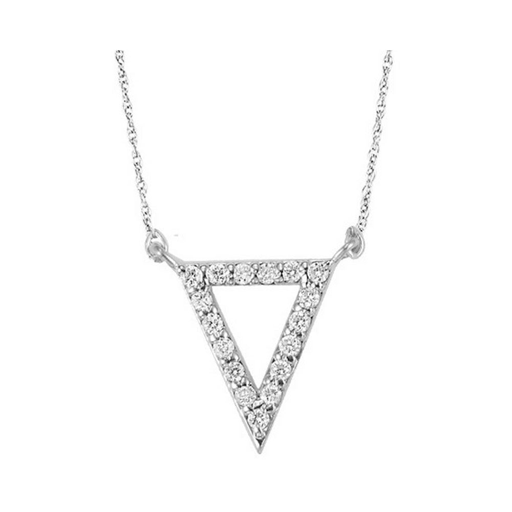 diamond triangle frame pendant layer necklace in sterling silver (1/6 ctw)