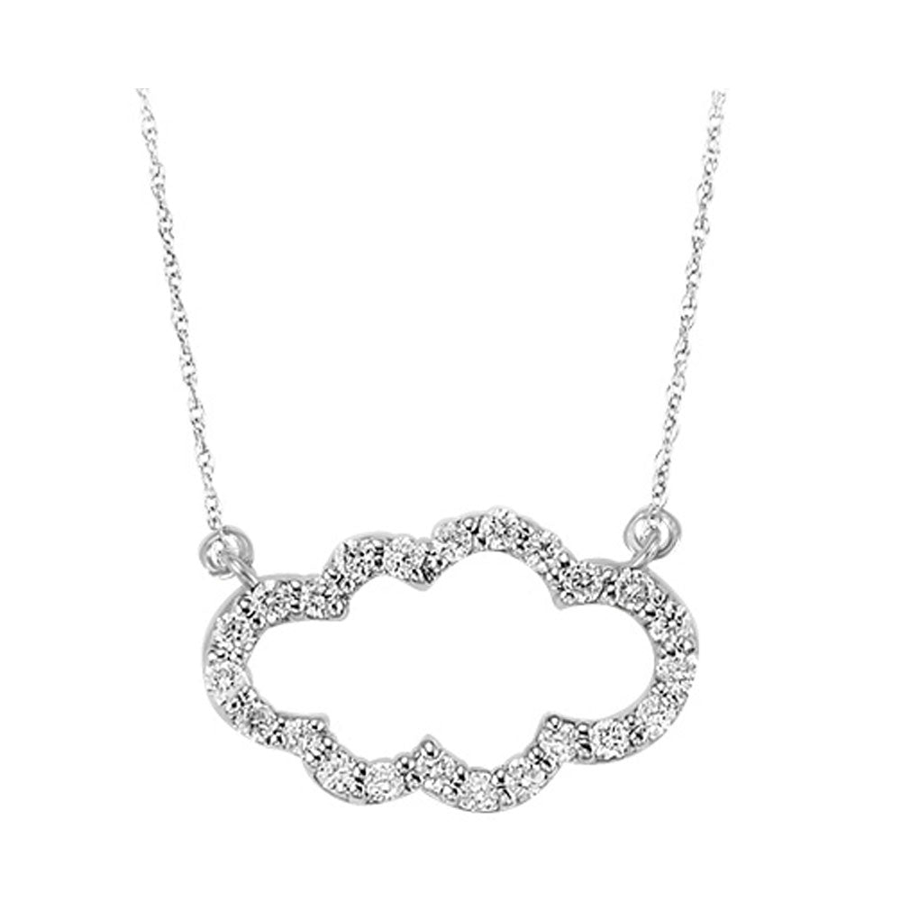 diamond floating cloud pendant layer necklace in sterling silver (1/4 ctw)