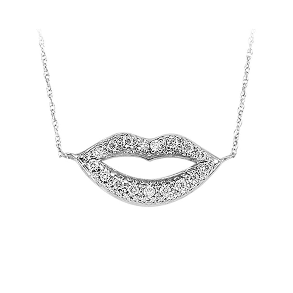 diamond lavish  lips pendant in sterling silver