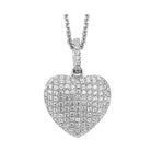 pave heart cz pendant in sterling silver