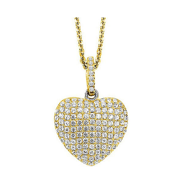 crystal heart pendant in yellow sterling silver