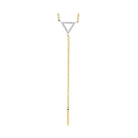 modern diamond triangle frame lariat necklace in yellow gold