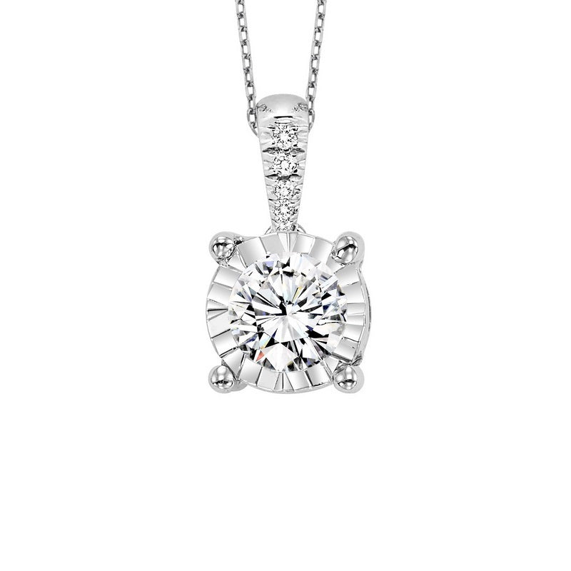 diamond starburst solitaire pendant necklace in 14k white gold (1/10ctw)