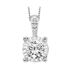 diamond starburst solitaire pendant necklace in 14k white gold (1/10ctw)