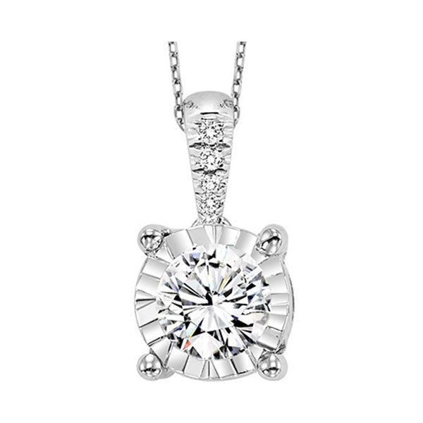 diamond starburst solitaire pendant necklace in 14k white gold (1ctw)