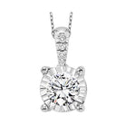 diamond starburst solitaire pendant necklace in 14k white gold (1/4ctw)