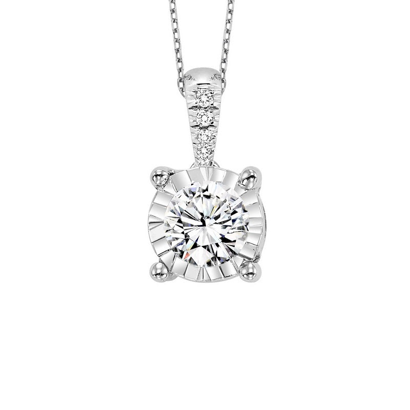 diamond starburst solitaire pendant necklace in 14k white gold (1/3ctw)