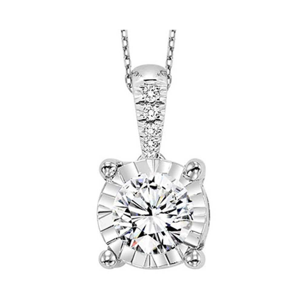 diamond starburst solitaire pendant necklace in 14k white gold (1/2ctw)