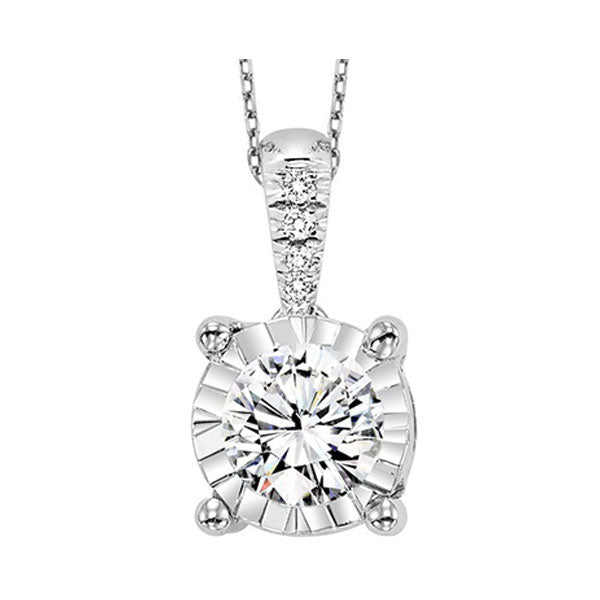 diamond starburst solitaire pendant necklace in 14k white gold (3/4ctw)