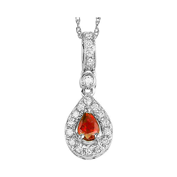 teardrop ruby & diamond halo pendant in 14k white gold (1/10 ct. tw.)