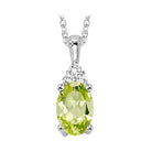 oval peridot & diamond halo pendant in 10k white gold (1/30 ct. tw.)