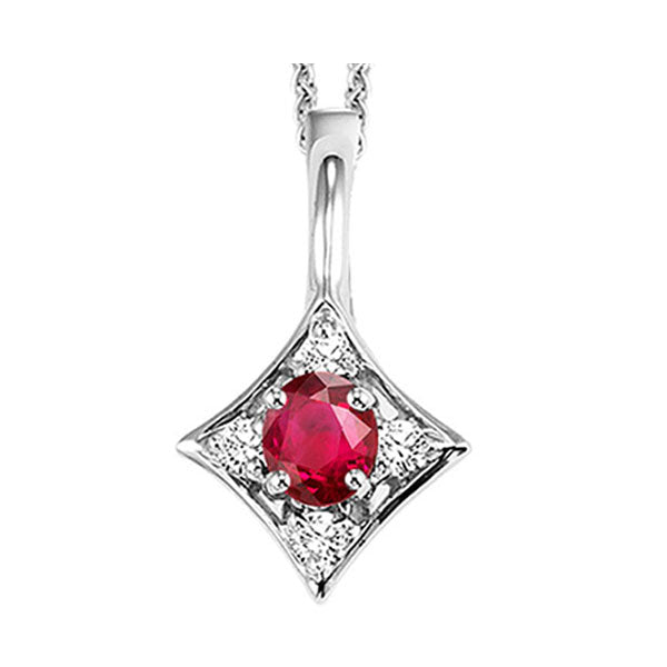 ruby & diamond halo pendant in 14k white gold (1/20 ct. tw.)