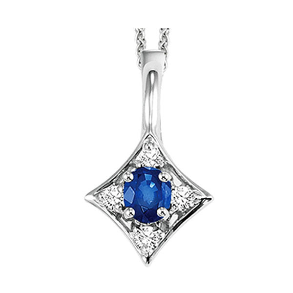 sapphire & diamond halo pendant in 14k white gold (1/20 ct. tw.)