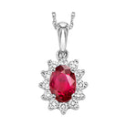 oval ruby & diamond star halo pendant in 14k white gold (1/5 ct. tw.)