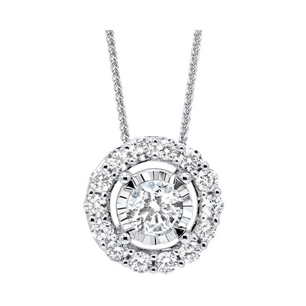 diamond halo solitaire starburst pendant necklace in 14k white gold (1/3ctw)