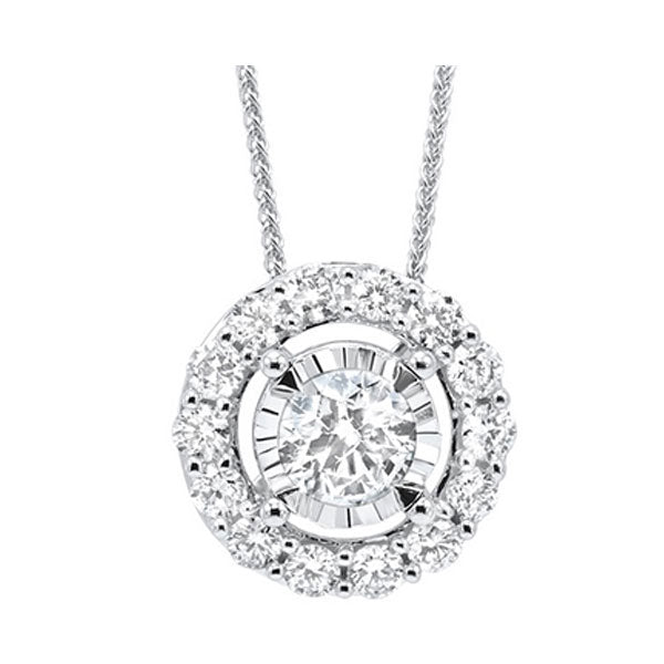 diamond halo solitaire starburst pendant necklace in 14k white gold (1/2ctw)