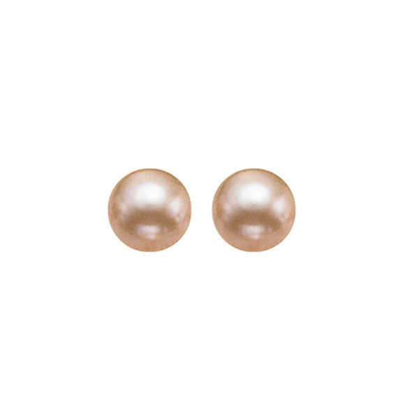 gold freshwater pearl stud earrings in sterling silver (6mm)