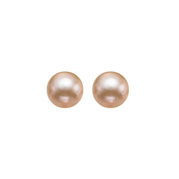 gold freshwater pearl stud earrings in sterling silver (7mm)