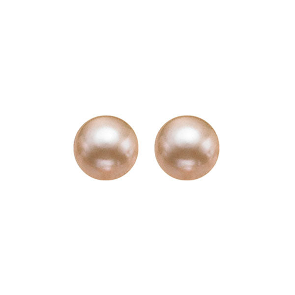 gold freshwater pearl stud earrings in sterling silver (8mm)