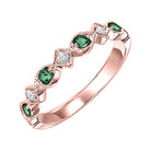 stackable prong set emerald band in 10k rose gold (1/20 ct. tw.)