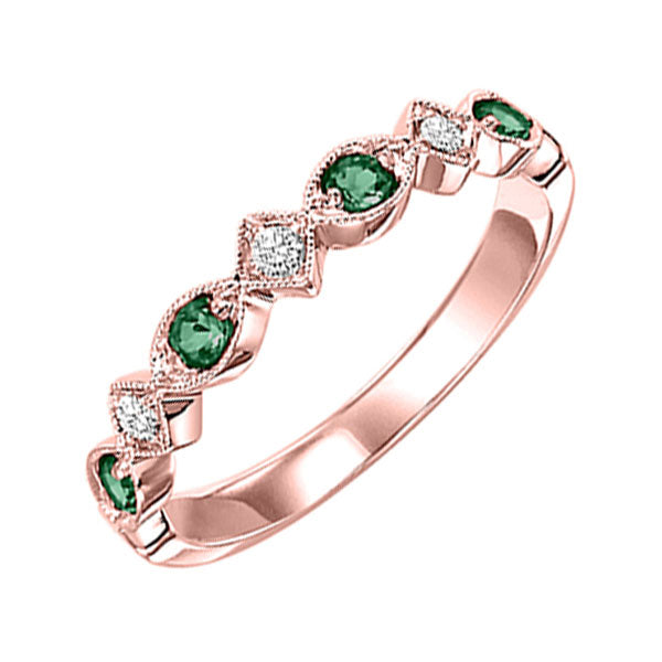 stackable prong set emerald band in 10k rose gold (1/20 ct. tw.)