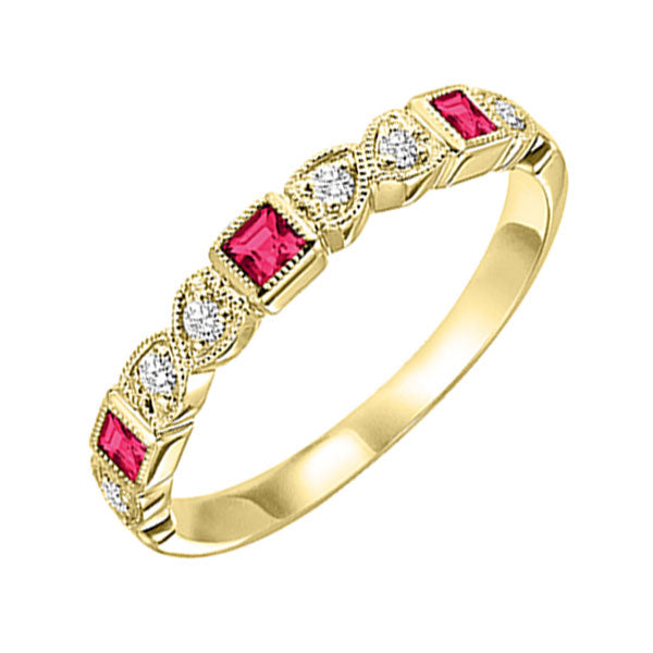 stackable bezel set ruby band in 10k yellow gold (1/10 ct. tw.)