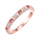 stackable ruby & diamond band in 10k rose gold (1/10 ct. tw.)