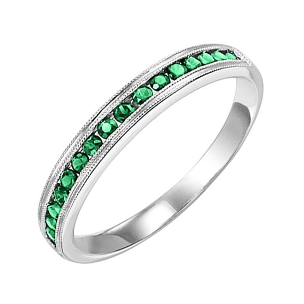 stackable channel set emerald band 10k white gold (1/10 ct. tw.)