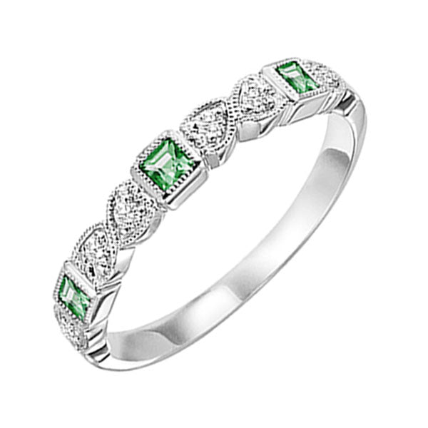 stackable emerald & diamond band in 10k white gold (1/10 ct. tw.)