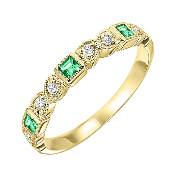 stackable emerald & diamond band in 10k yellow gold (1/10 ct. tw.)