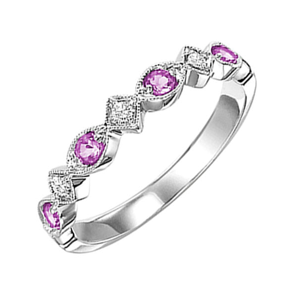 stackable pink sapphire & diamond band 10k white gold (1/20 ct. tw.)