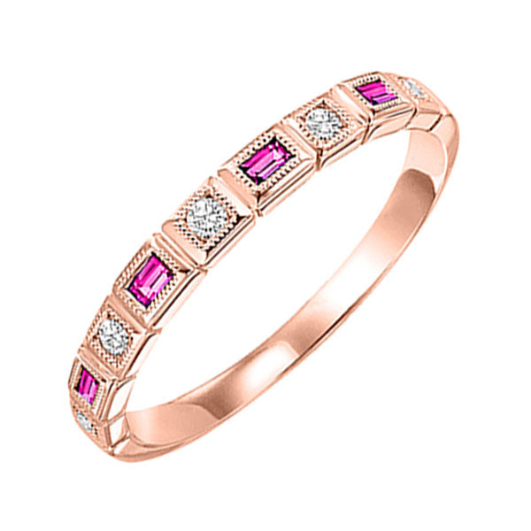 10k rose gold stackable bezel pink sapphire band (1/12 ct. tw.)