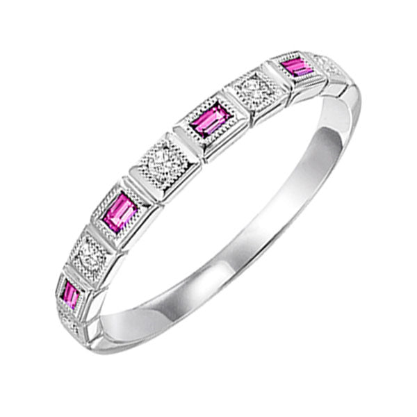 10k white gold stackable bezel pink sapphire band (1/12 ct. tw.)