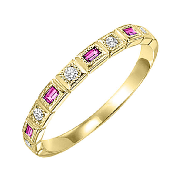 10k yellow gold stackable bezel pink sapphire band