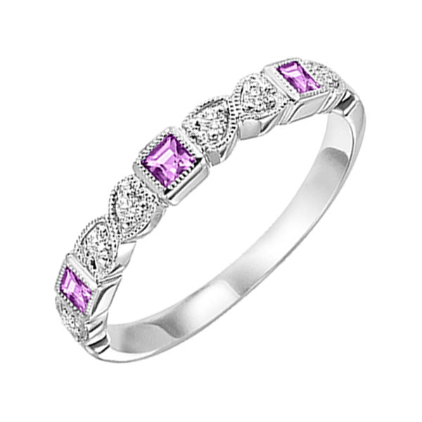 10k white gold stackable bezel pink sapphire band (1/12 ct. tw.)