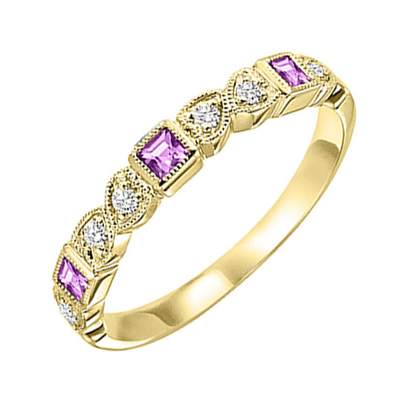 10k yellow gold stackable bezel pink sapphire band (1/12 ct. tw.)