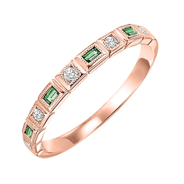 10k rose gold stackable bezel emerald band (1/10 ct. tw.)